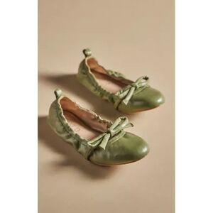 Silent D Bow Ballet Flats Bella In Moss Color‎ Size 35 Leather
